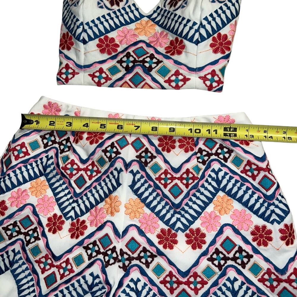 LULUS Rhythm is Gonna Get You Embroidered White Shorts & Top Size S - Picture 7 of 12